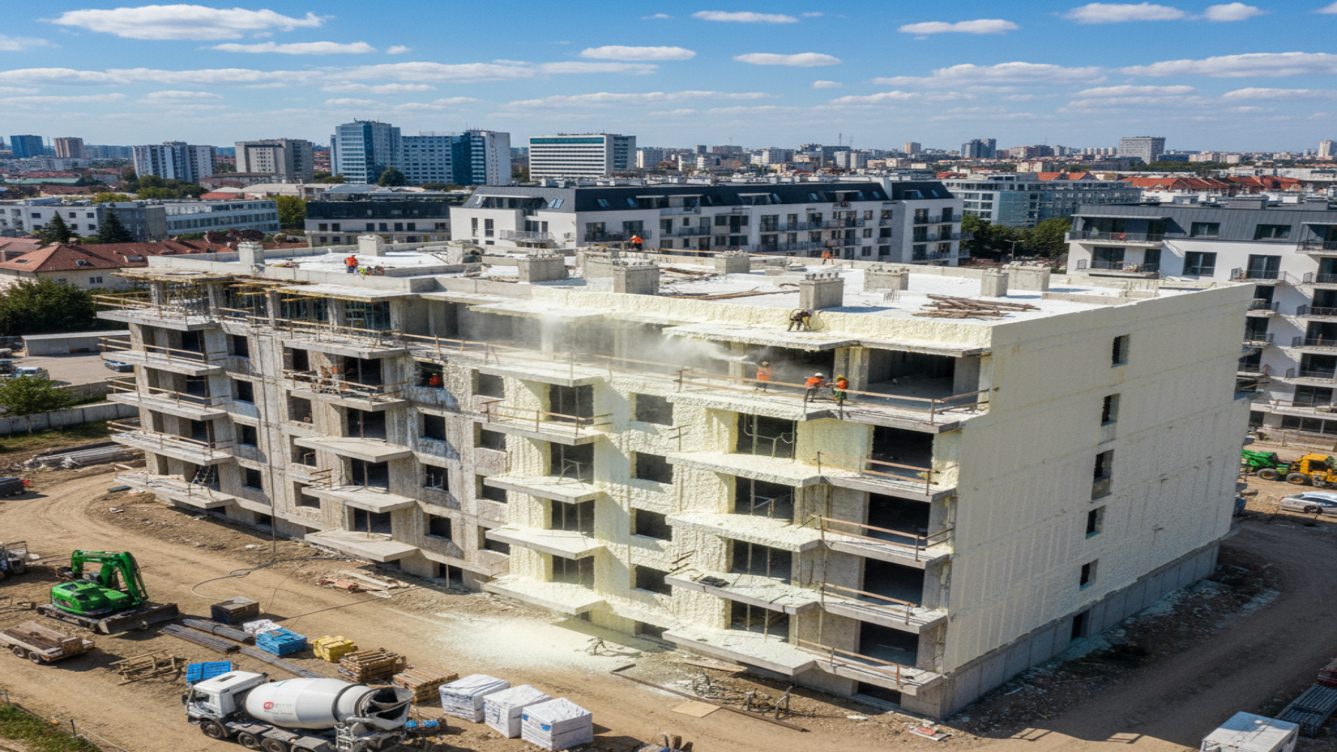 Drone view of construction site