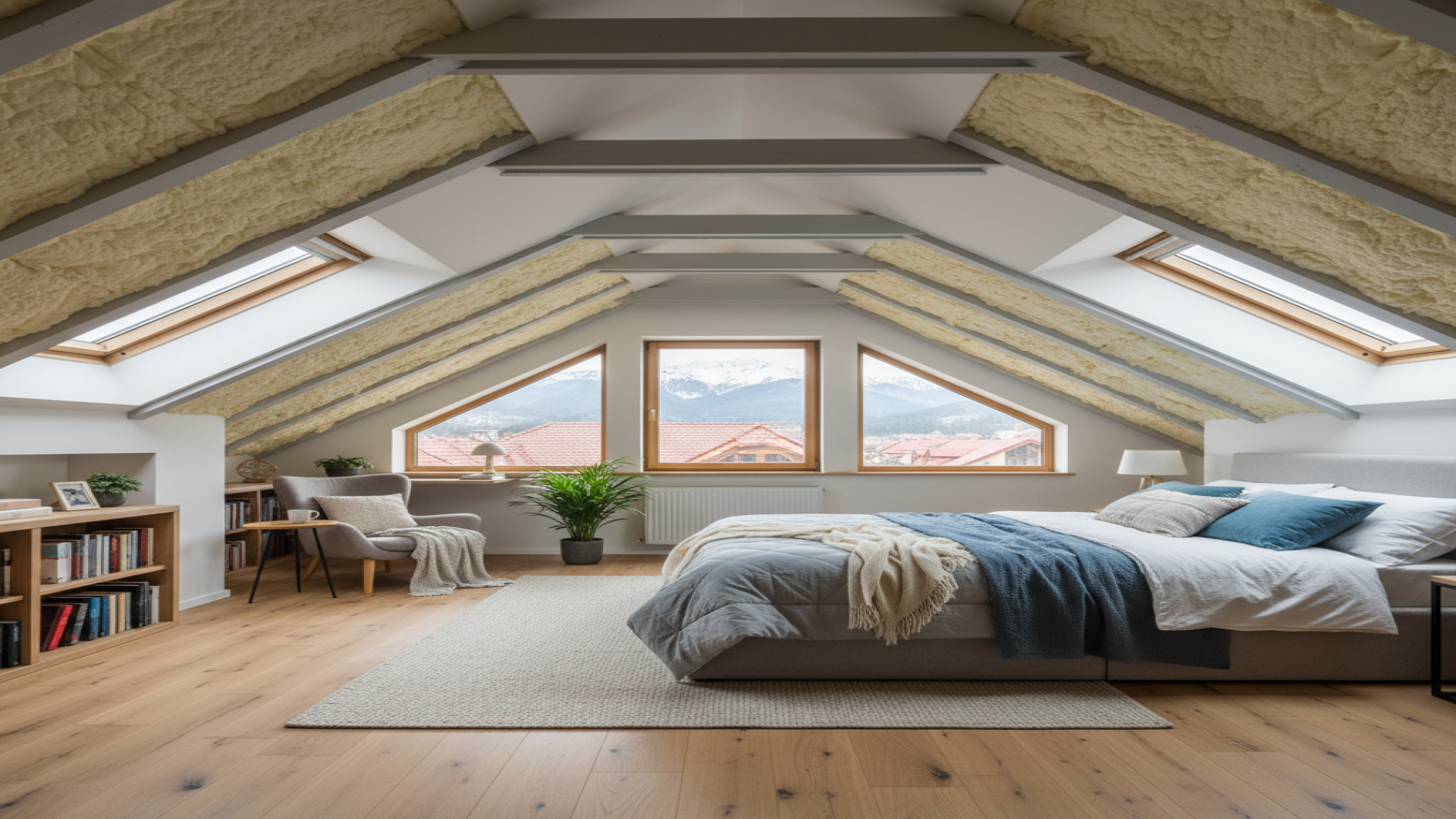 Attic converted to bright bedroom