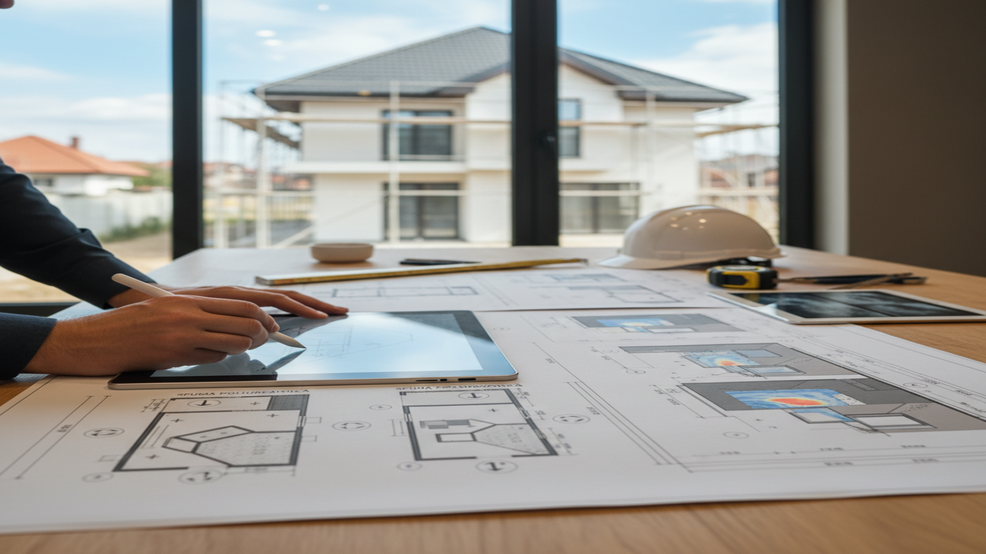Architect hands sketching renovation plans
