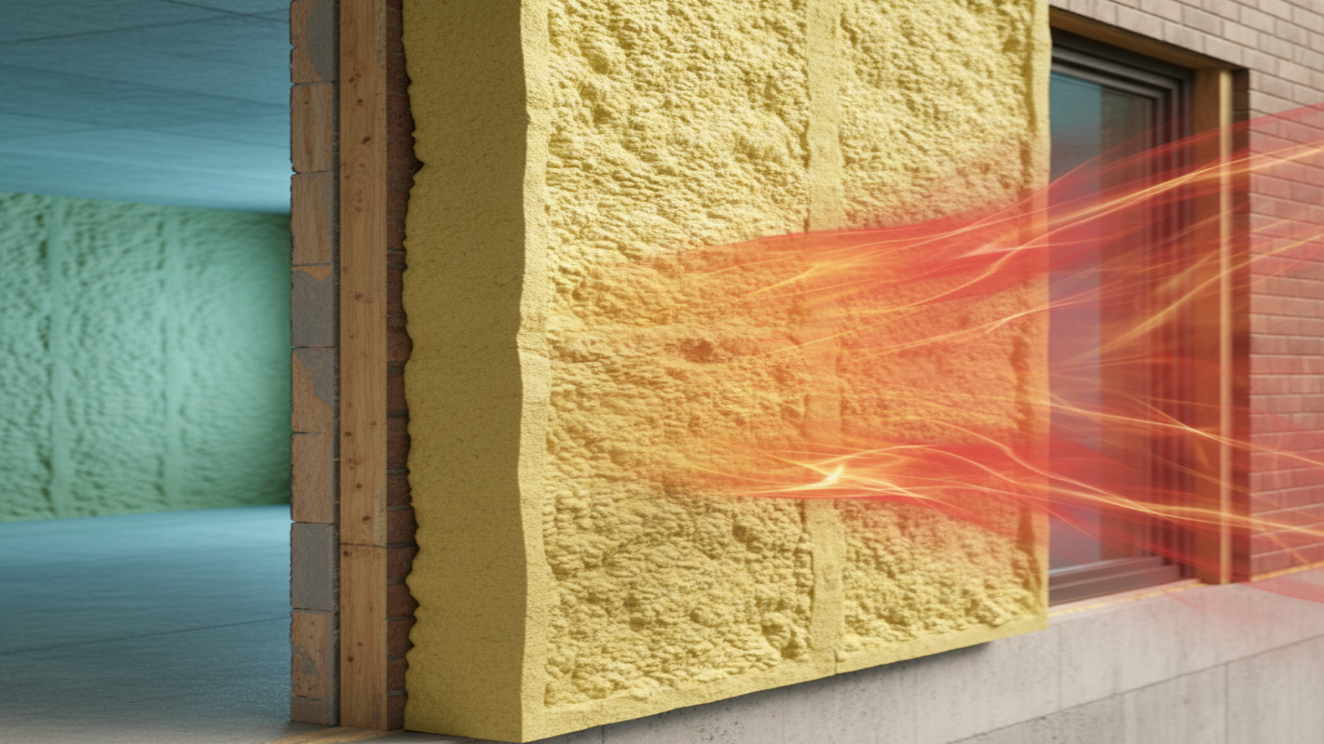 Sustainable house in forest, mist