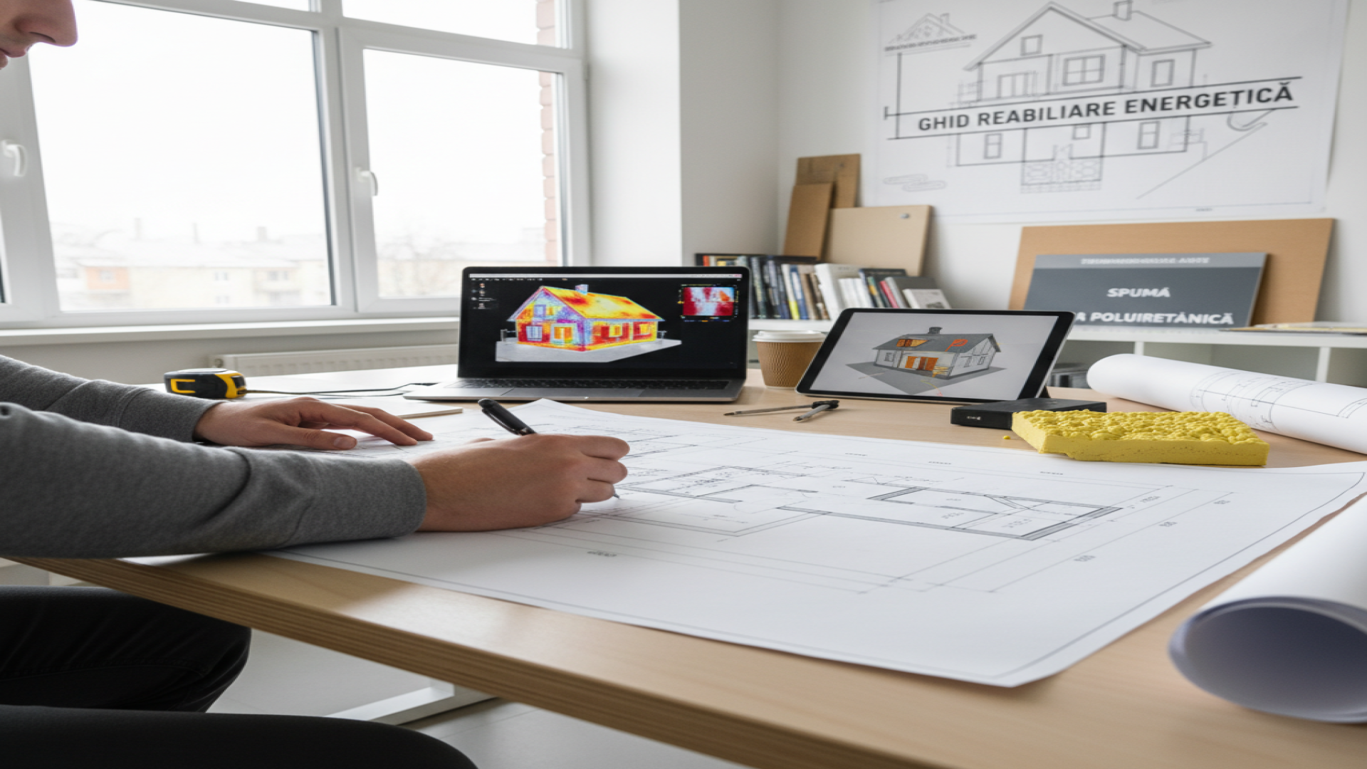 Grey insulation on old brick wall