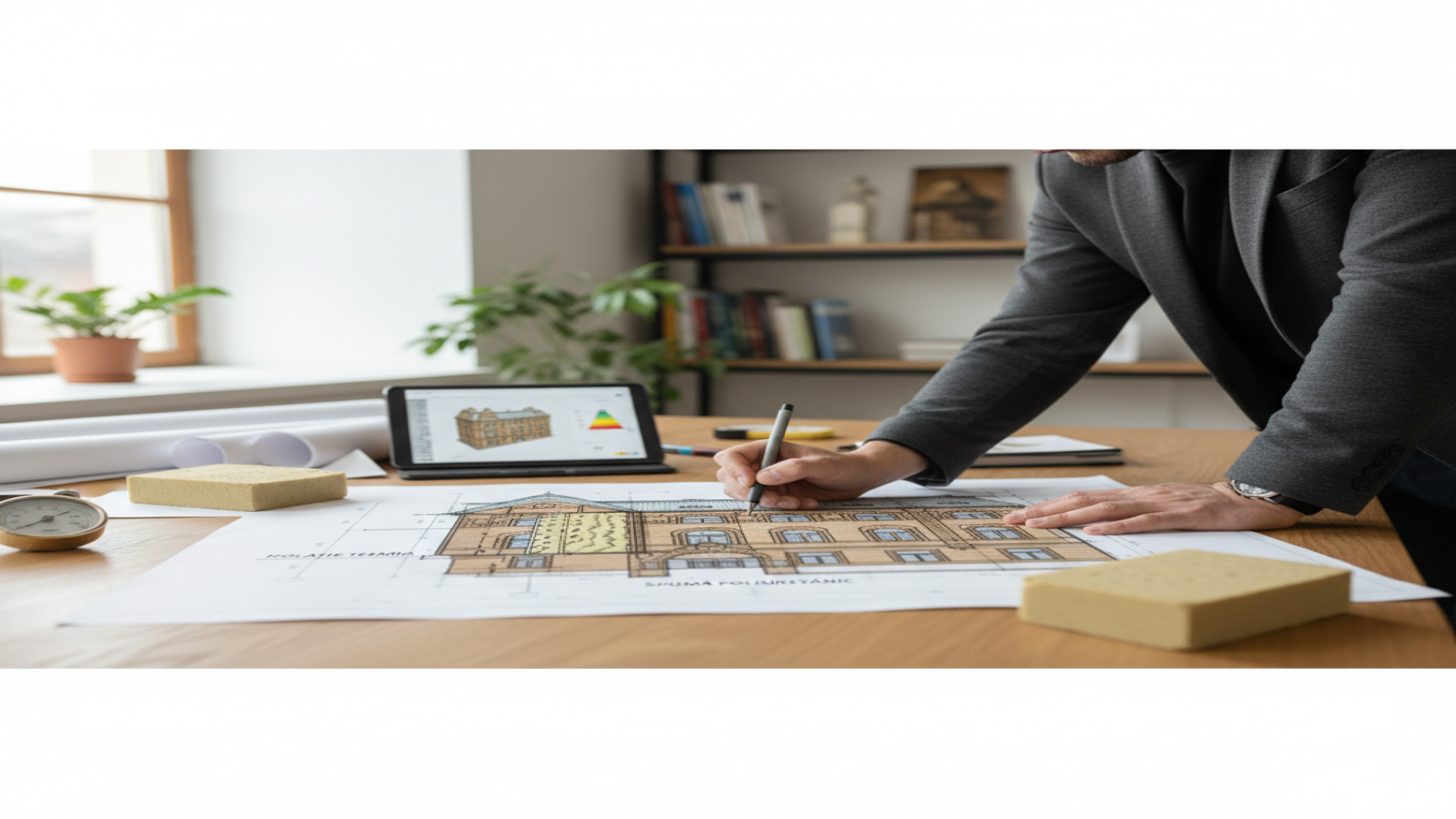 Grey insulation on old brick wall