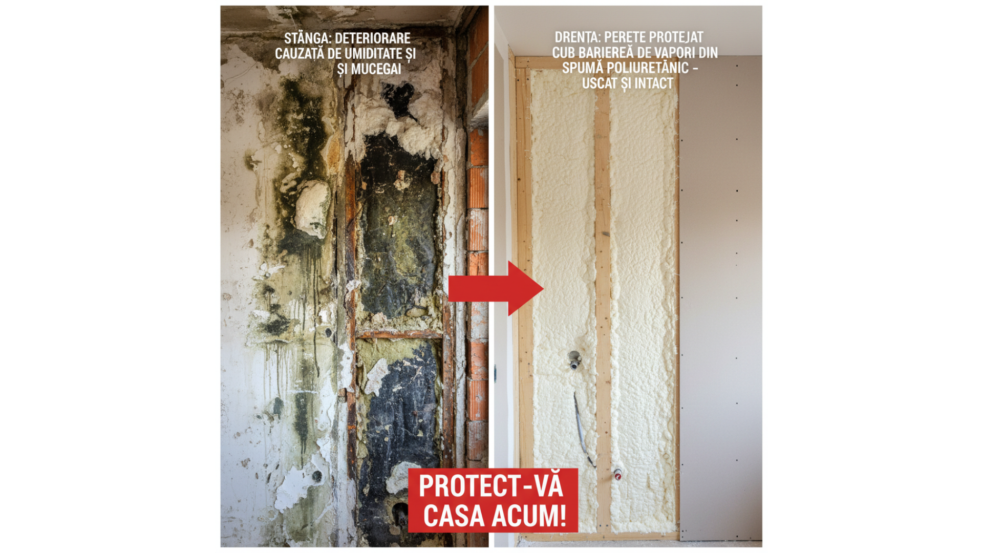 Protecție împotriva umezelii și mucegaiului cu spumă poliuretanică — barieră de vapori