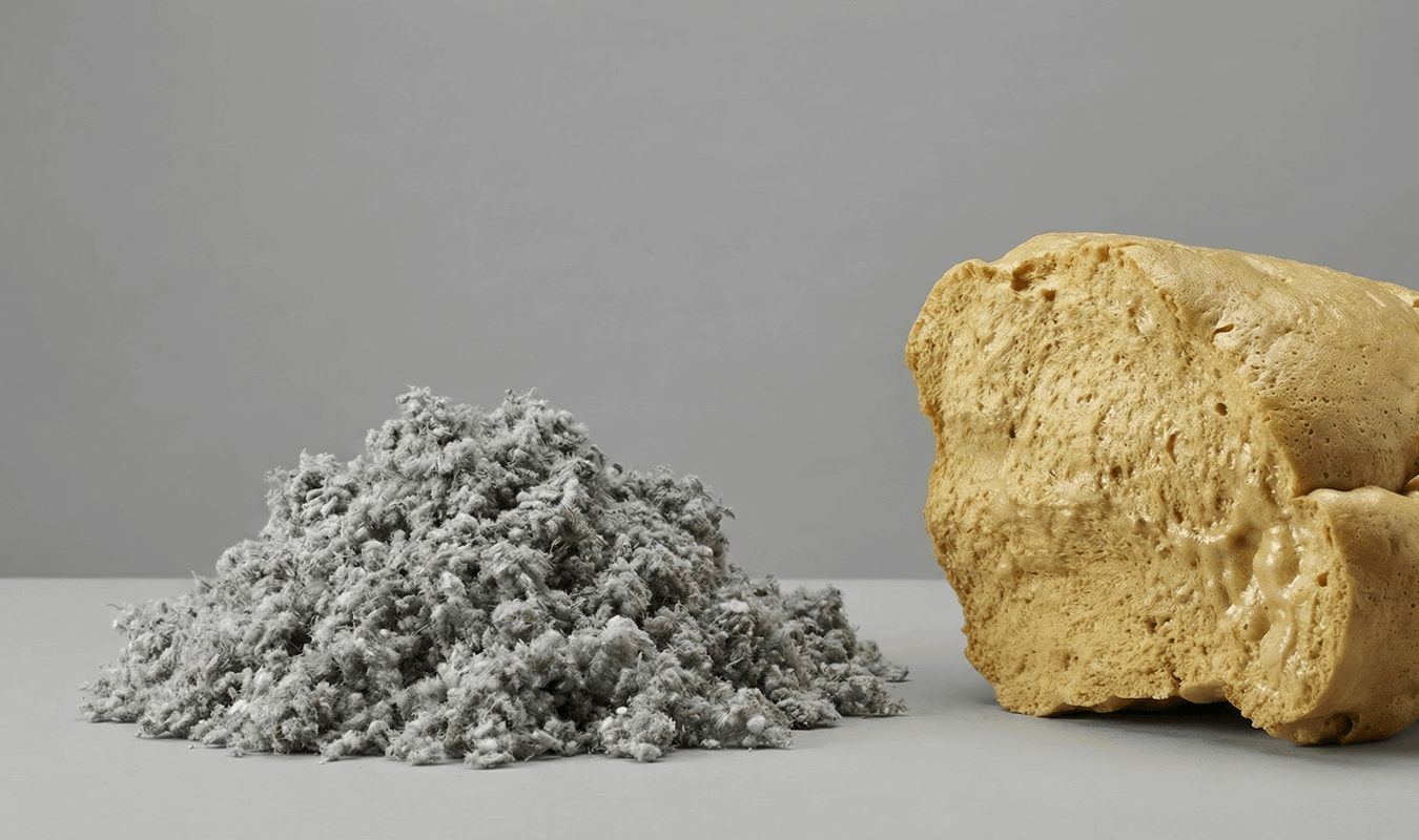 Cross-section of wall with insulation layers